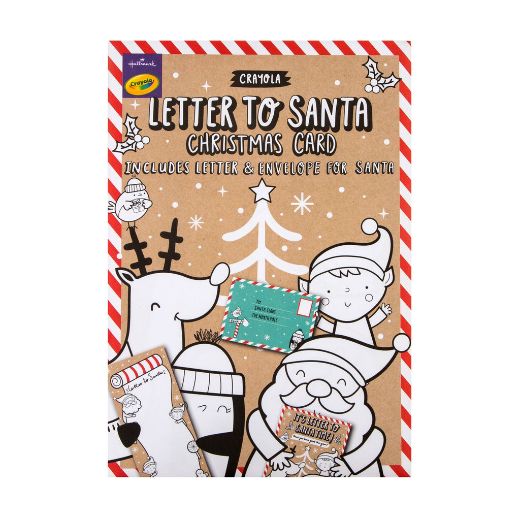 Christmas Card for Kids - Cute Crayola™ Colour In Letter to Santa Time Card
