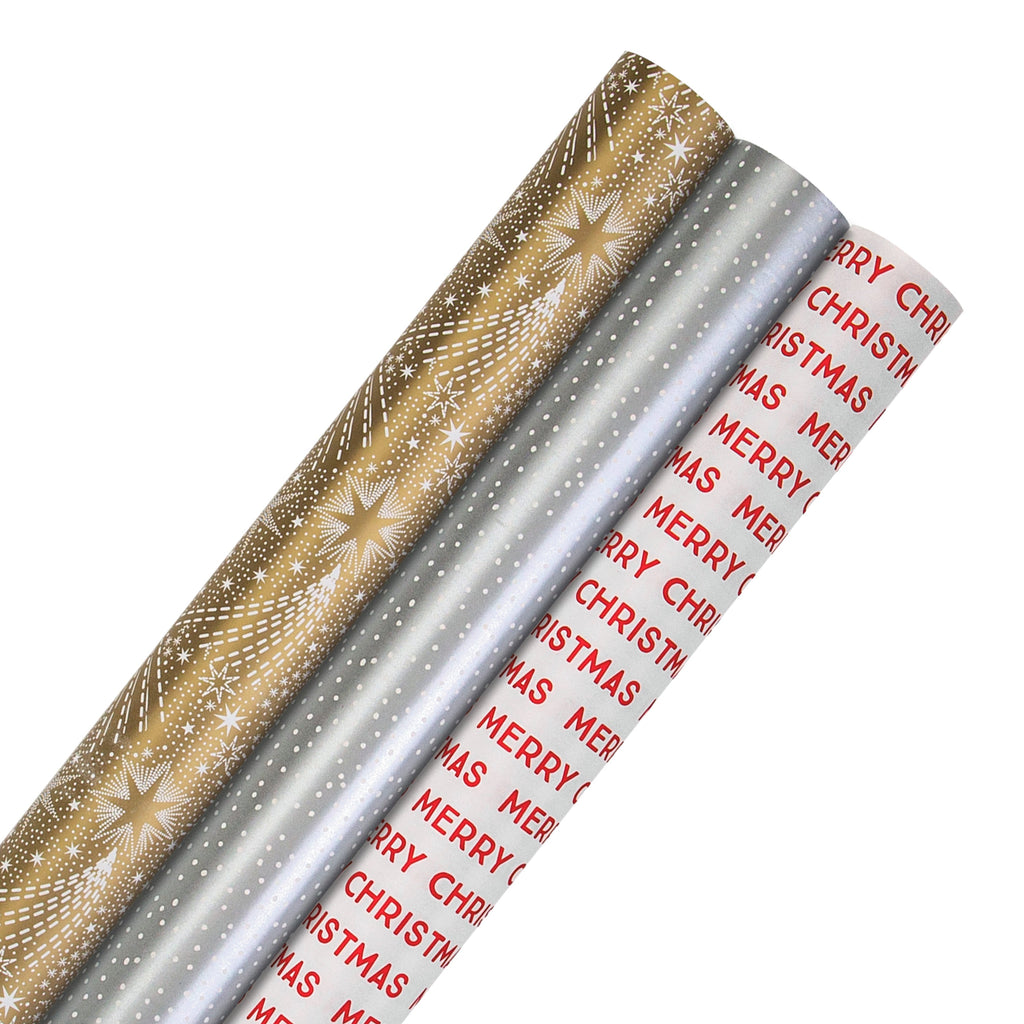 Christmas Wrapping Paper Bundle - 3 Rolls in 3 Designs