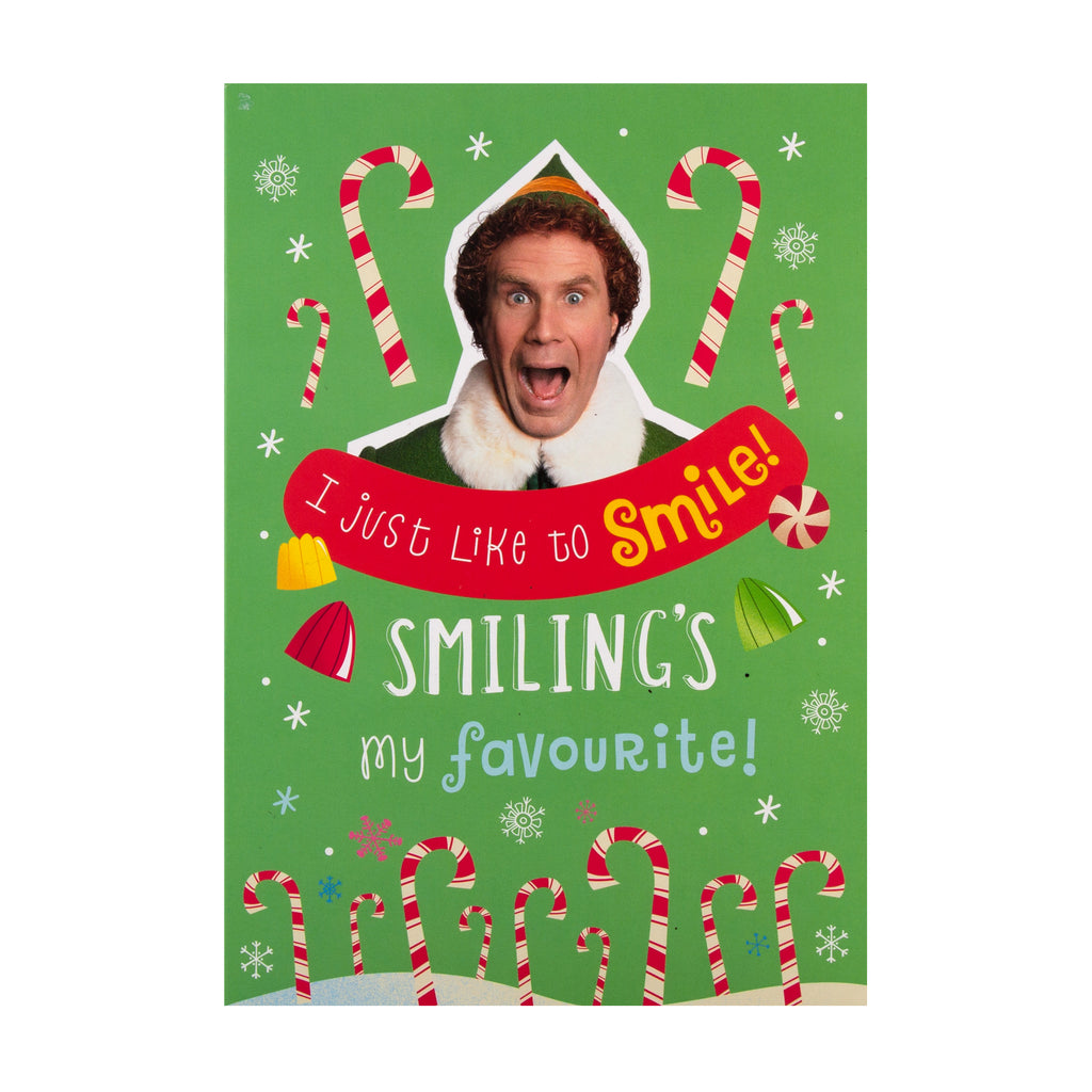 Christmas Card - Fun Warner Bros Elf 'Smiling's My Favourite' Design