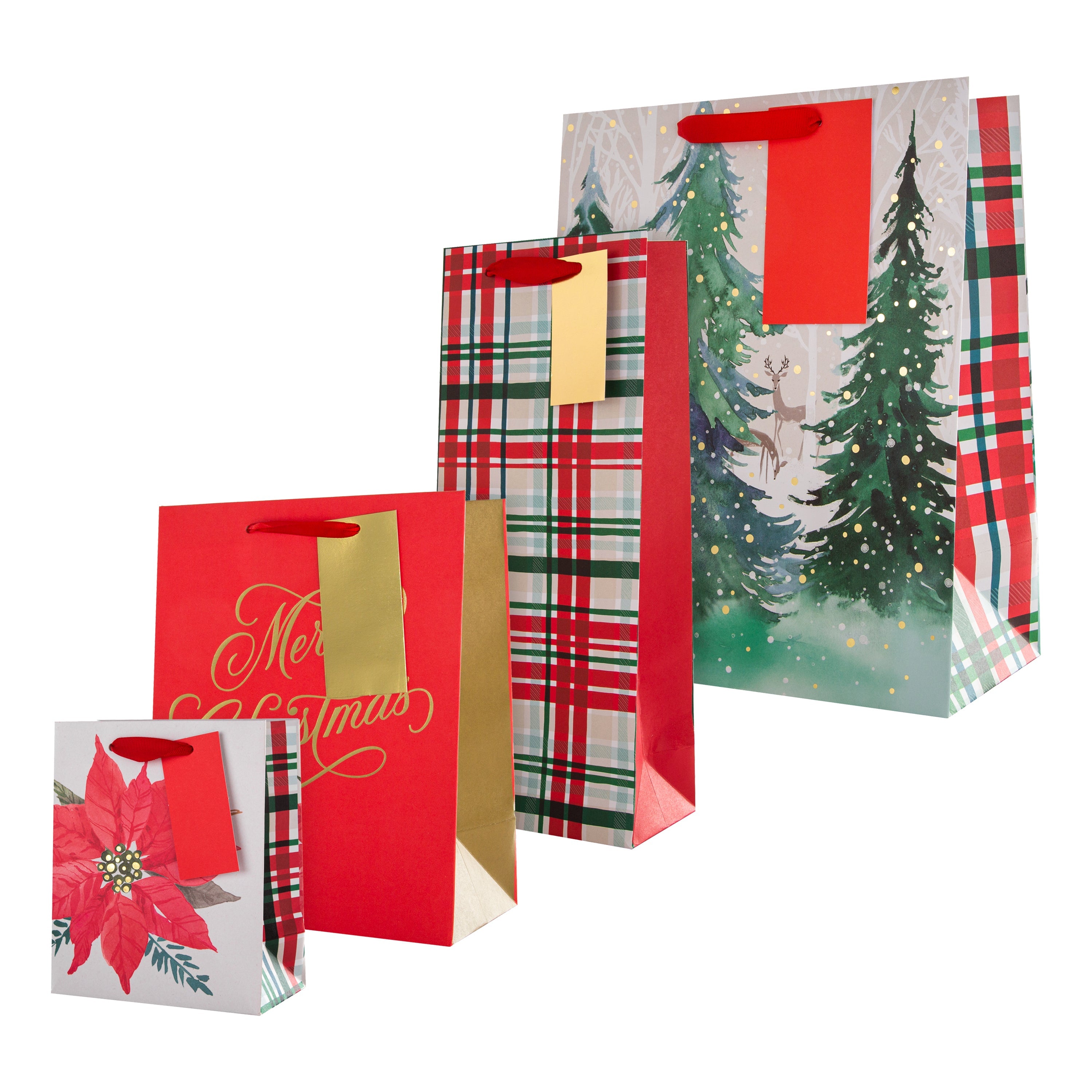 Christmas Gift Bottle Bag Pack 4 Bags 4 Classic Designs