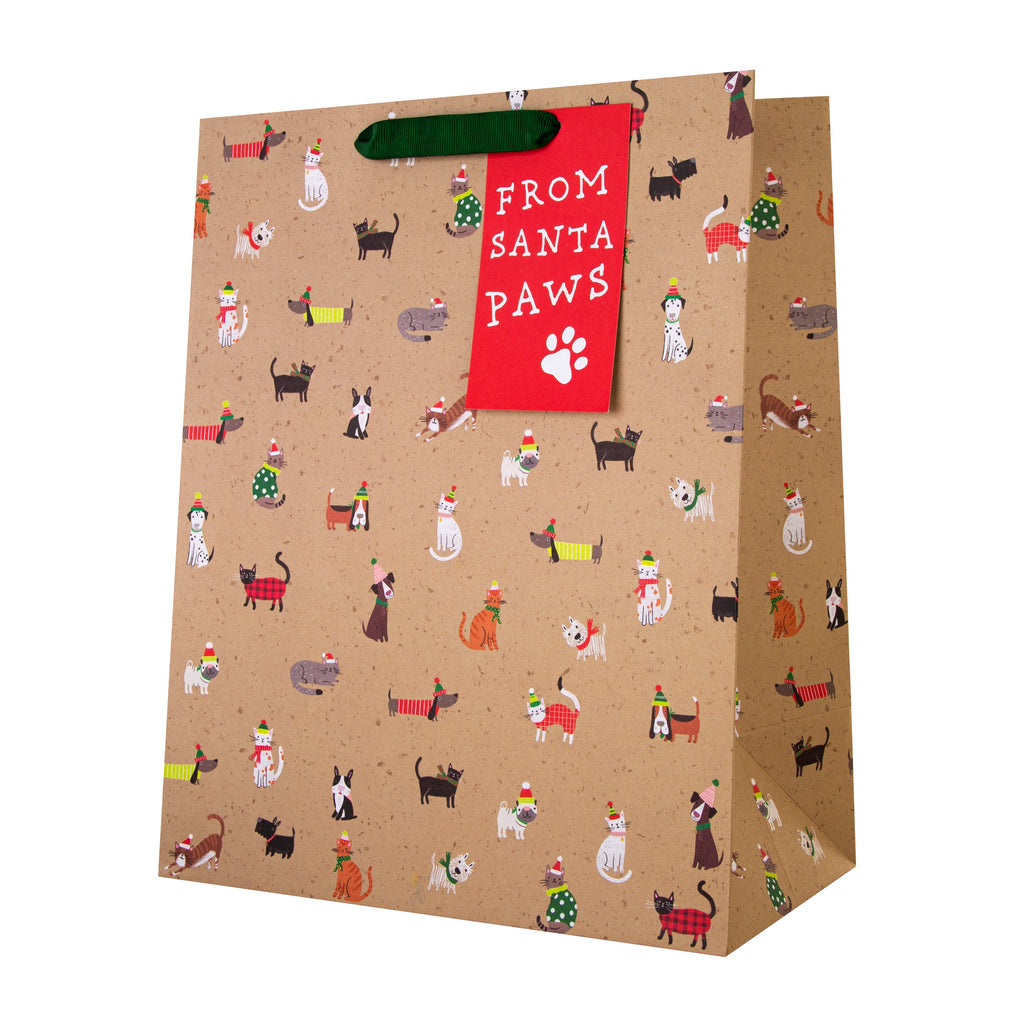 Christmas Pet Gift Bag Pack - 2 Large Bags in 1 Cute Festive Design