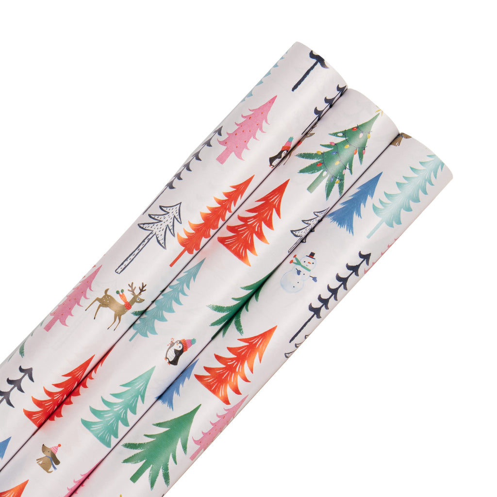 Multi-Roll Christmas Wrapping Paper Pack - 3 Rolls in 1 Contemporary Festive Design