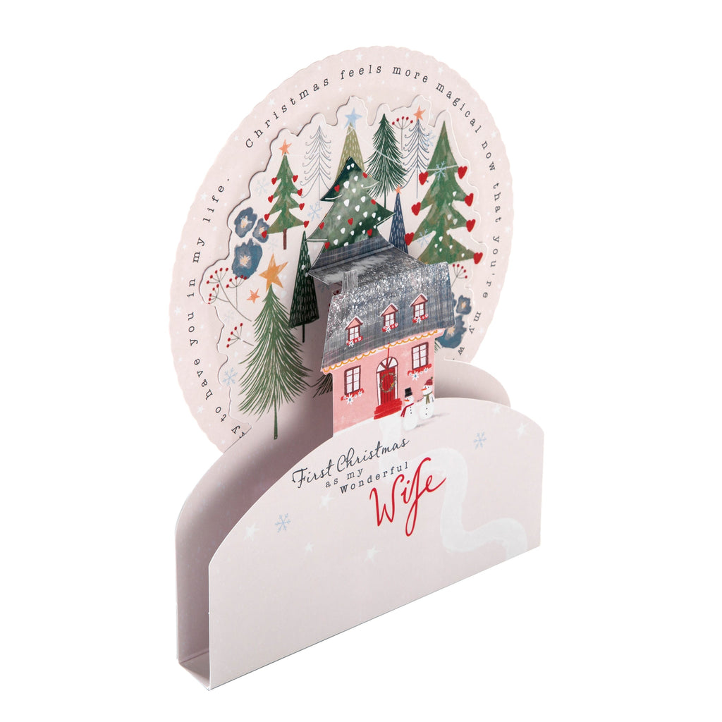 Christmas Card for Wife - Festive Christmas 3D Design with Moving Wheel