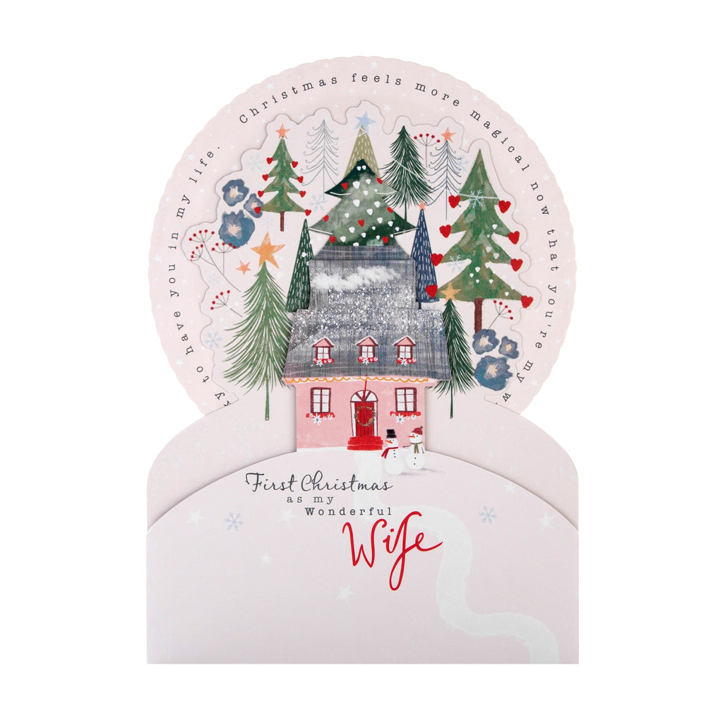Christmas Card for Wife - Festive Christmas 3D Design with Moving Wheel