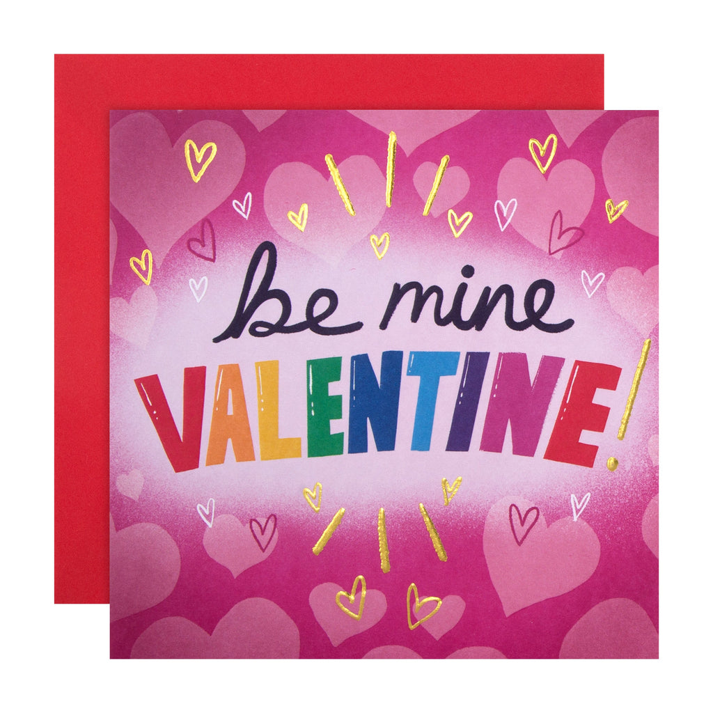 Valentine's Day Card - Madebysoph, Spotted Collection - Be My Valentine! Rainbow Design with Gold Foil