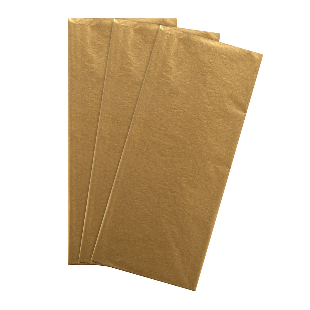 Multi Occasion Gift Wrap and Bag Bundle - 3 Gold Tissue Paper Sheets and 1 Large Gift Bag in Contemporary Gold Designs