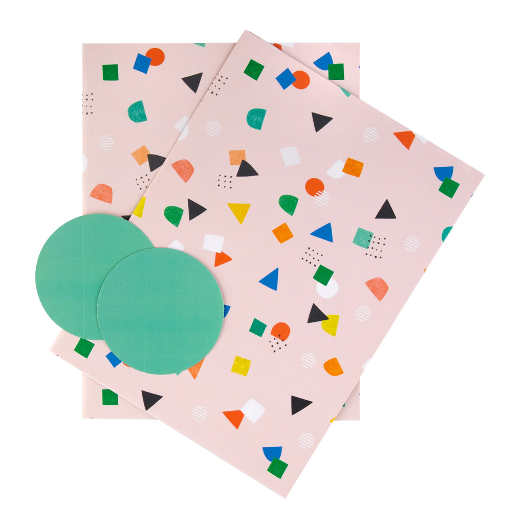 Birthday Wrapping Paper and Gift Tag Pack Duo - Colourful Decoration Designs