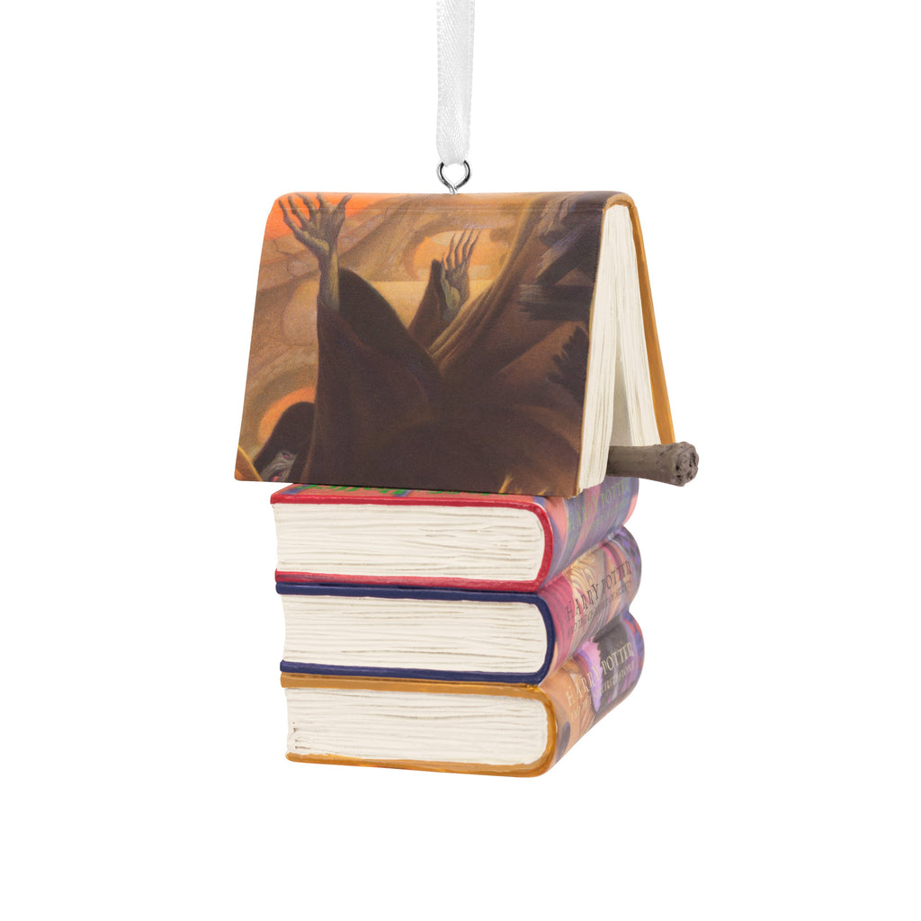 Collectable Harry Potter Ornament - Stacked Books with Wand Design