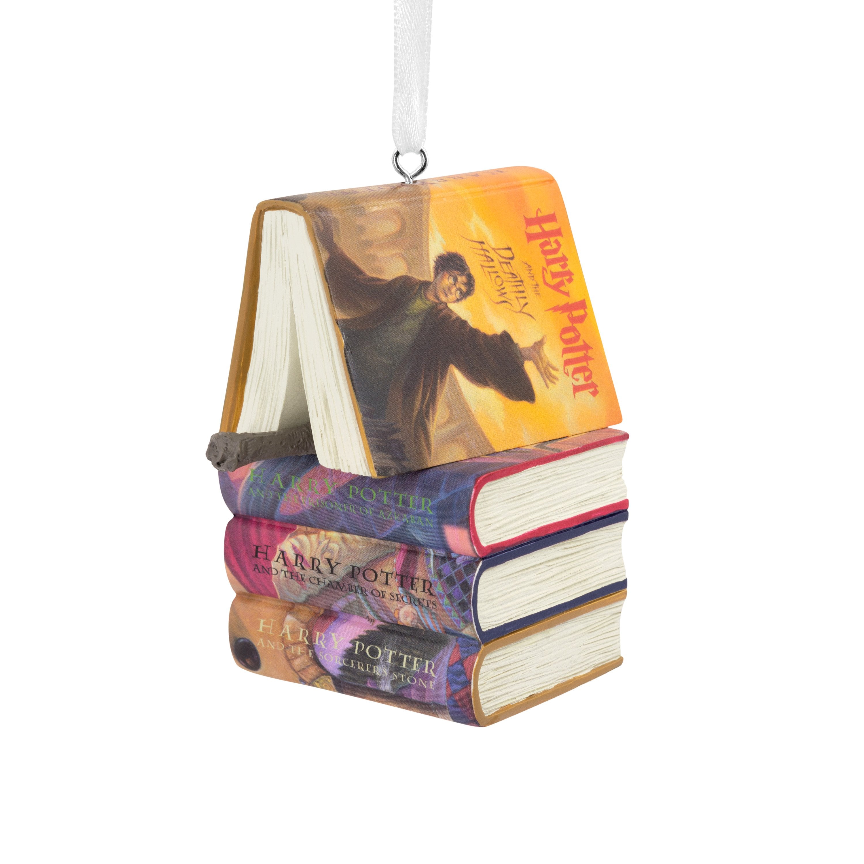 Collectable Harry Potter™ Stacked Books Wand Ornament
