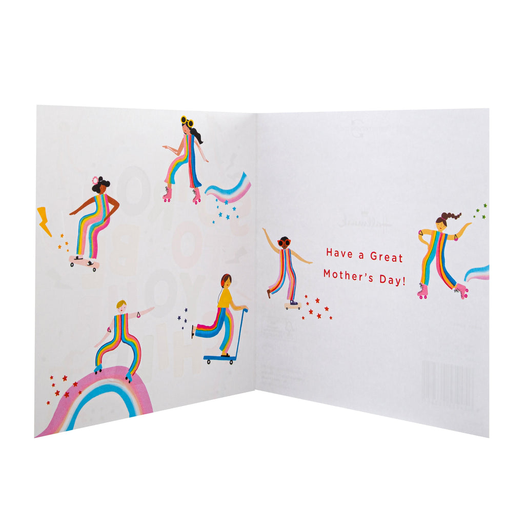Mother's Day Card from Child - Colourful Text Design with Gold Foil