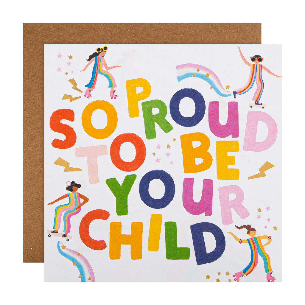 Mother's Day Card from Child - Colourful Text Design with Gold Foil