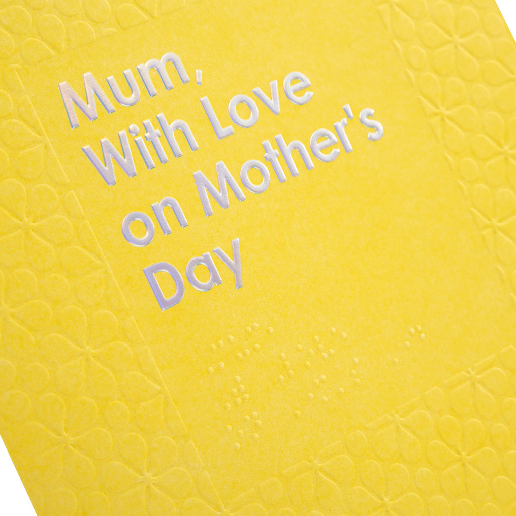 Mother's Day Card for Mum - Classic Yellow Braille Design 