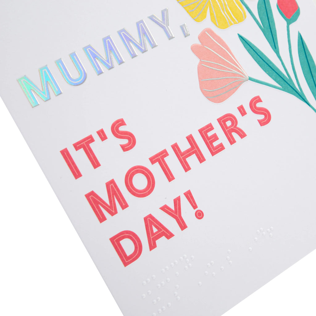 Mother's Day Card for Mummy - Classic Flower Braille Design