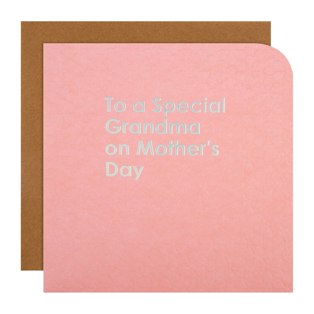 Mother's Day Card for Grandma - Classic Pink Braille Design