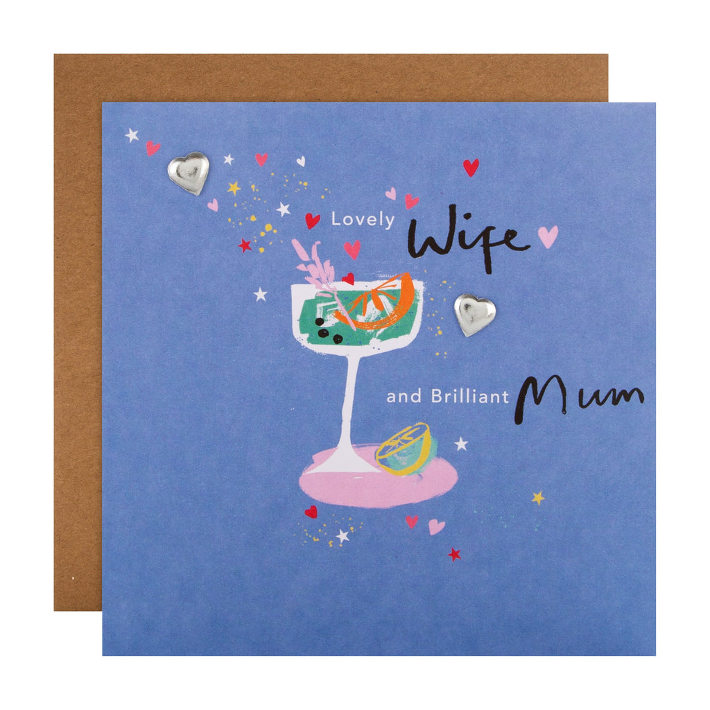 Mother's Day Card for Mum and Wife - Contemporary Celebration Cocktail Design