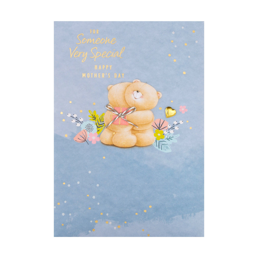 Mother's Day Card for Someone Special - Cute Forever Friends Design with Gold Foil and Gold Charms