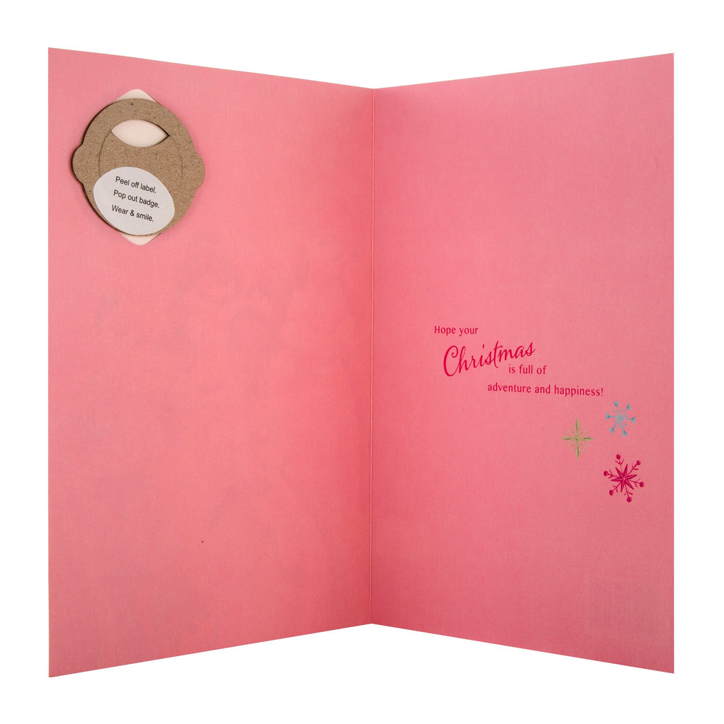 Disney™ Princess Christmas Card - Magic List Design with Cardboard Badge