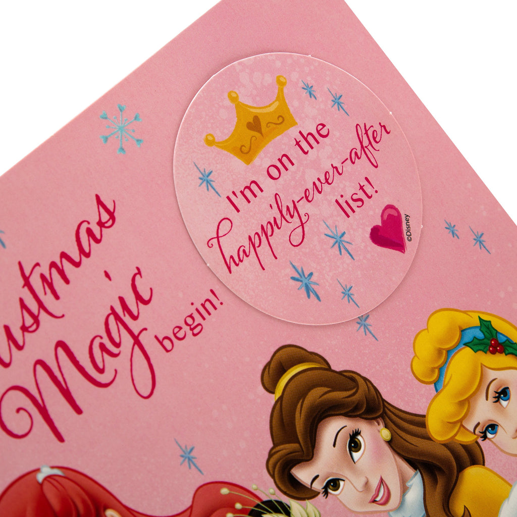Disney™ Princess Christmas Card - Magic List Design with Cardboard Badge