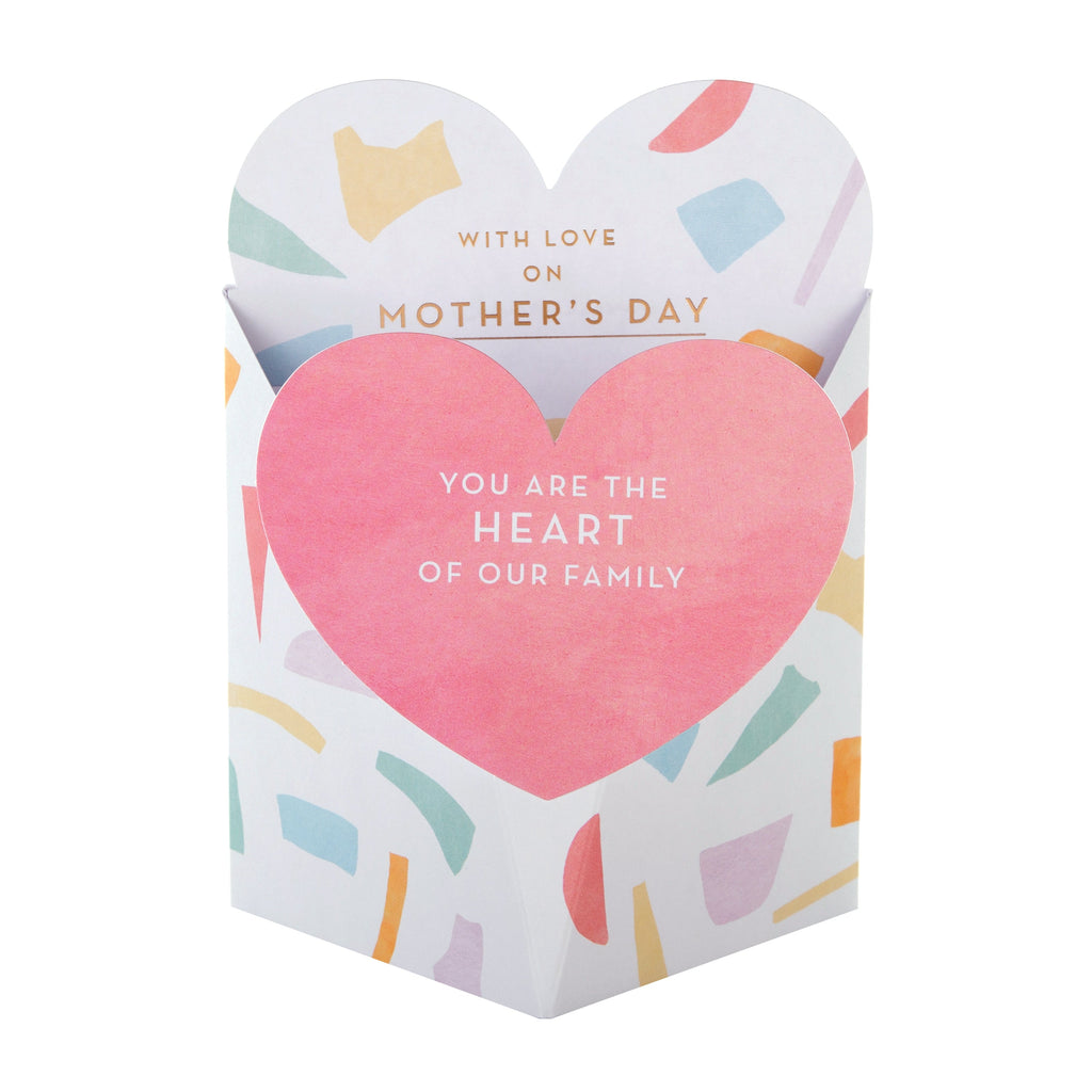 3D Mother's Day Card - Contemporary Heart Shaped Design with Gold Foil