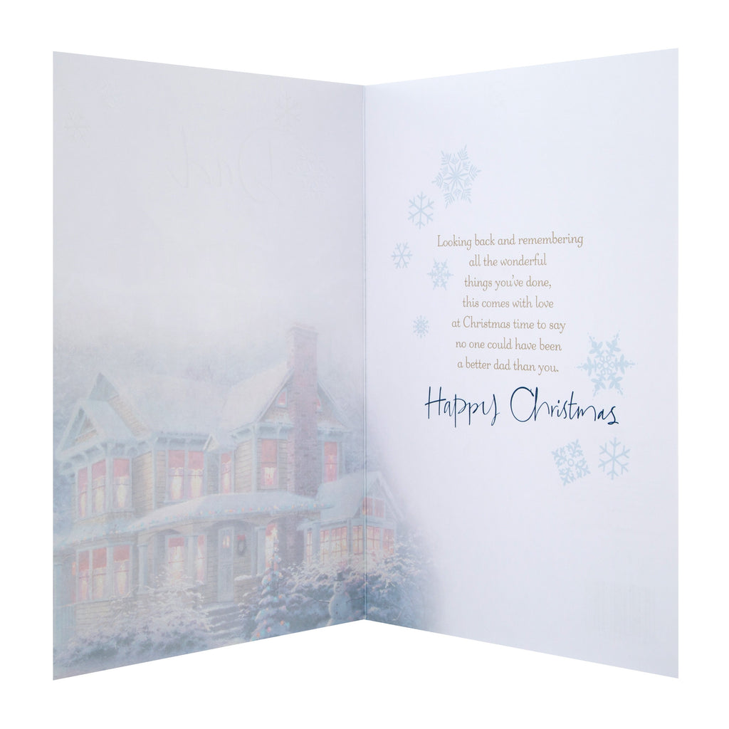 Christmas Card for Dad - Classic Winter Design with Gold Foil