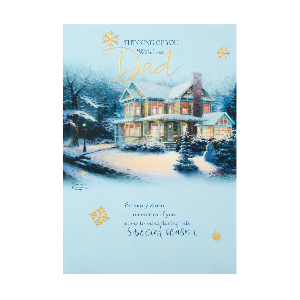 Christmas Card for Dad - Classic Winter Design with Gold Foil