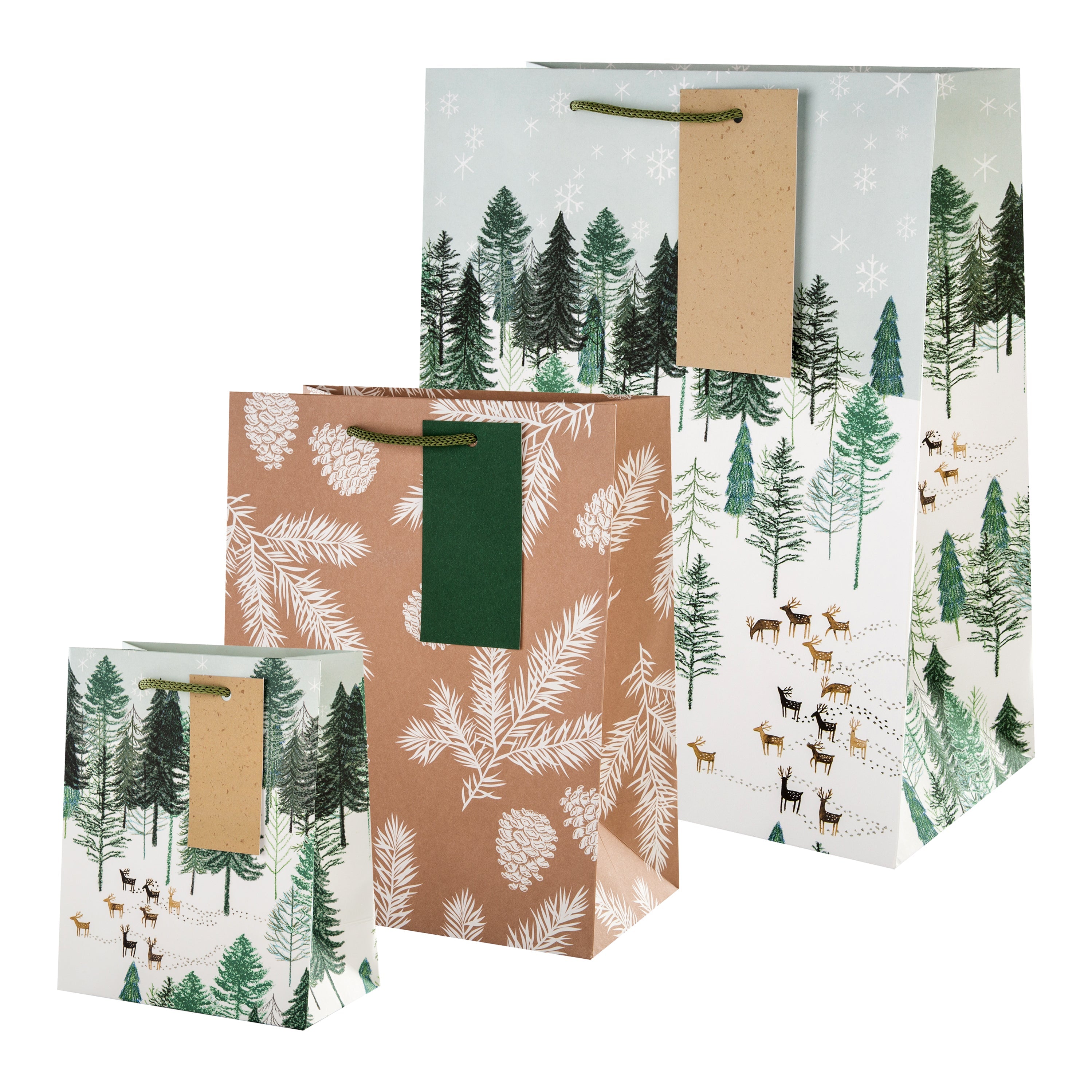 Christmas Gift Bag Pack 3 Bags 3 Festive Designs