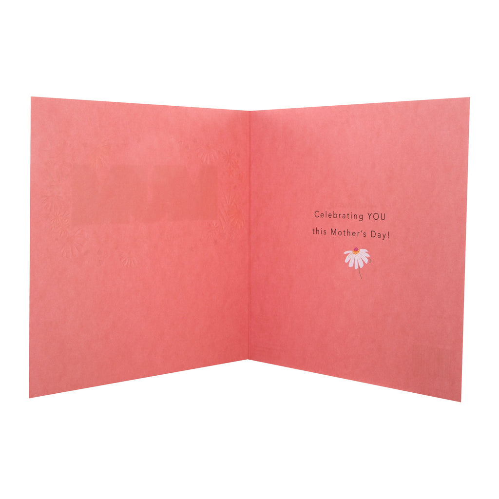 Mother's Day Card for Mum - Contemporary Text Design with 3D Add On and Pink Foil