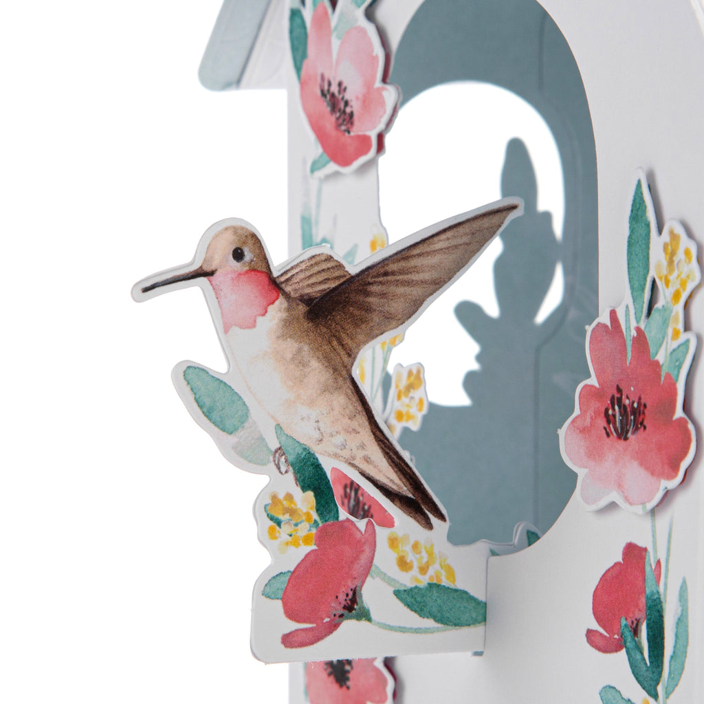 3D Mother's Day Card - Keepsake Bird House Design with Gold Foil