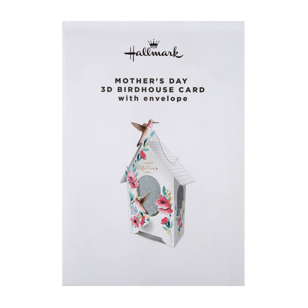 3D Mother's Day Card - Keepsake Bird House Design with Gold Foil