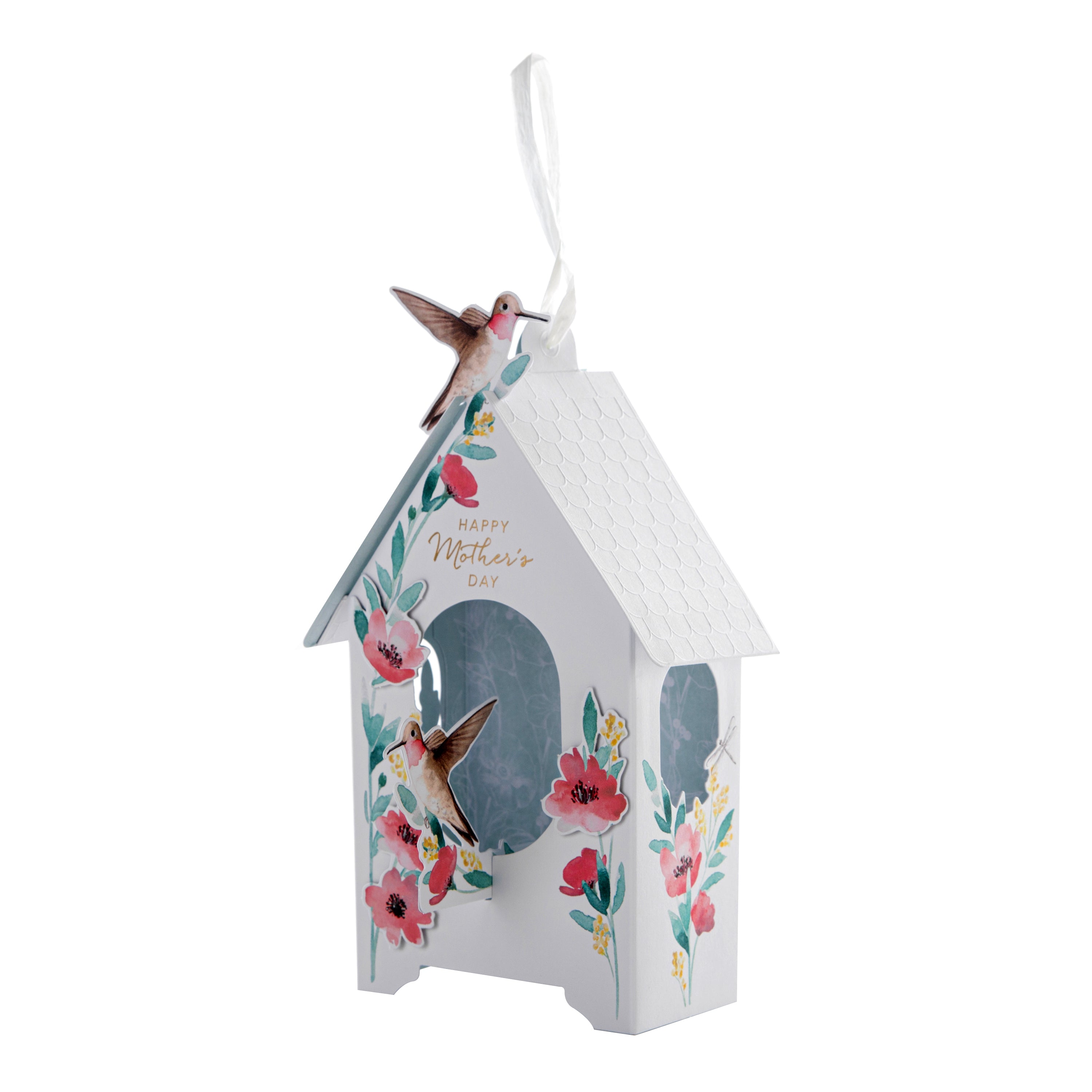 3D Mother's Day Card - Keepsake Bird House Design with Gold Foil