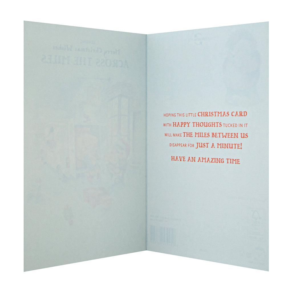 General Christmas Card - Cute 'Country Companions' Across the Miles Design with Red Foil