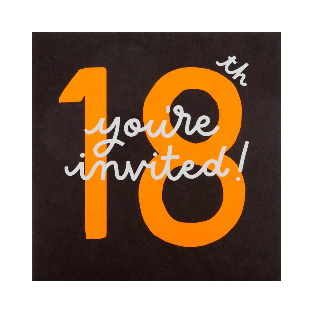 Pack of 18th Birthday Party Invitation Cards - 10 Cards in 2 Stylish Designs
