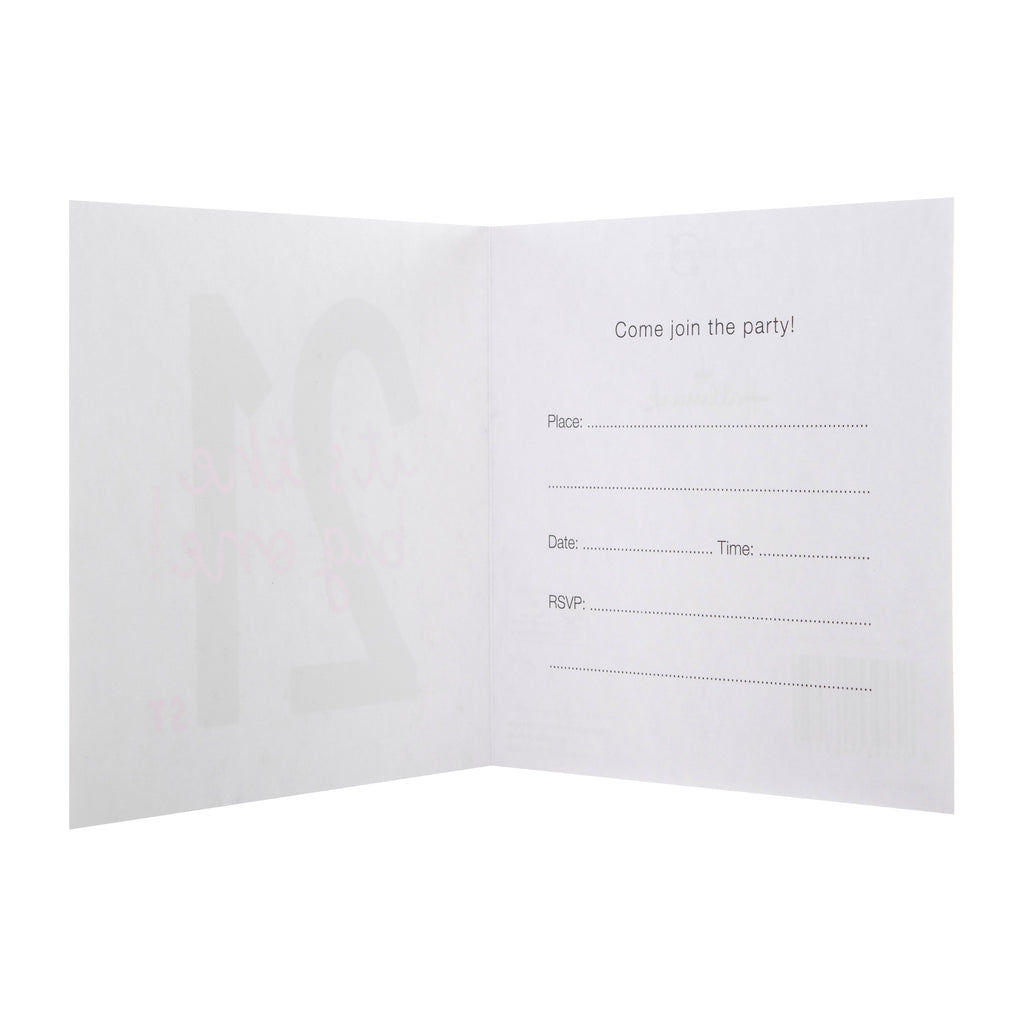 Pack of 21st Birthday Party Invitation Cards - 10 Cards in 2 Stylish Designs