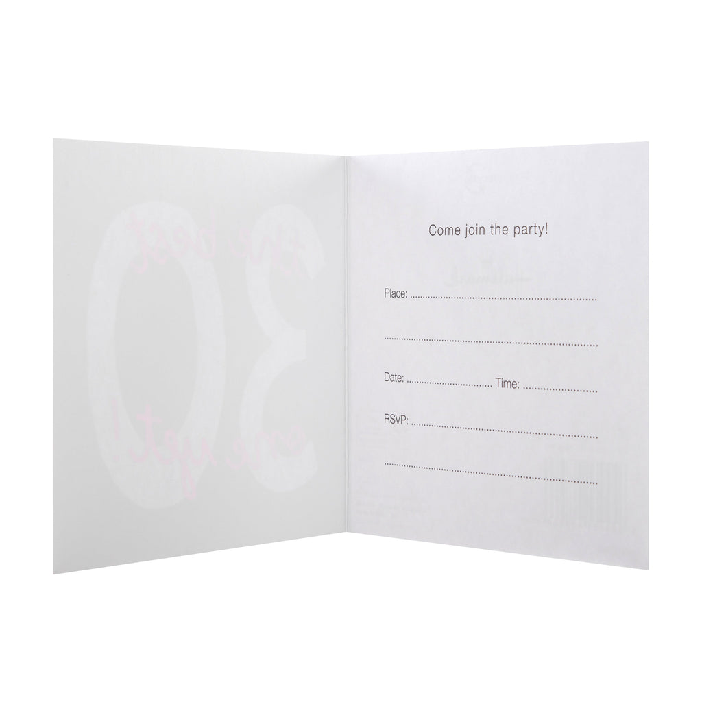 Pack of 30th Birthday Party Invitation Cards - 10 Cards in 2 Stylish Designs