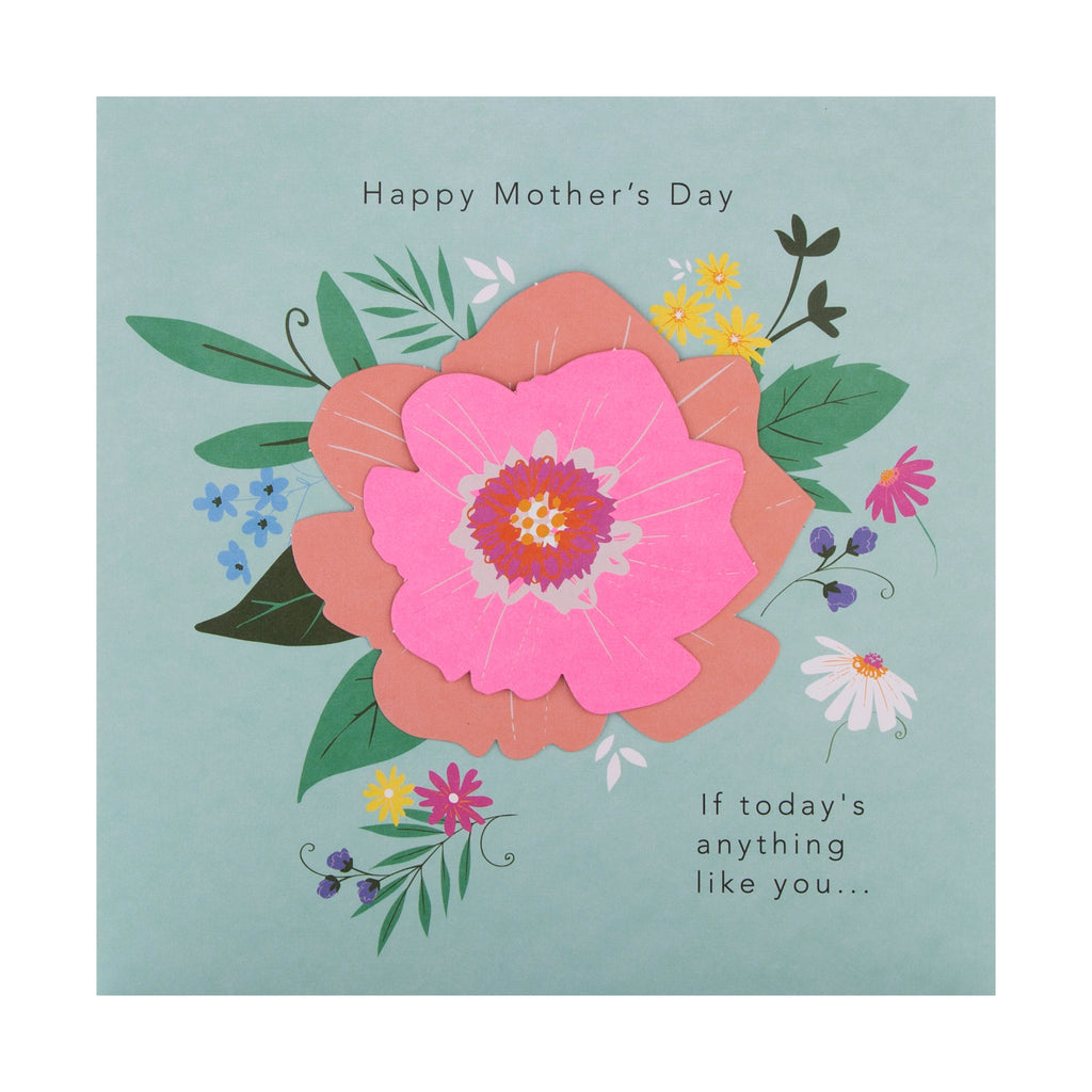 Contemporary Mother's Day Card - Bright Flower Design with 3D Add On