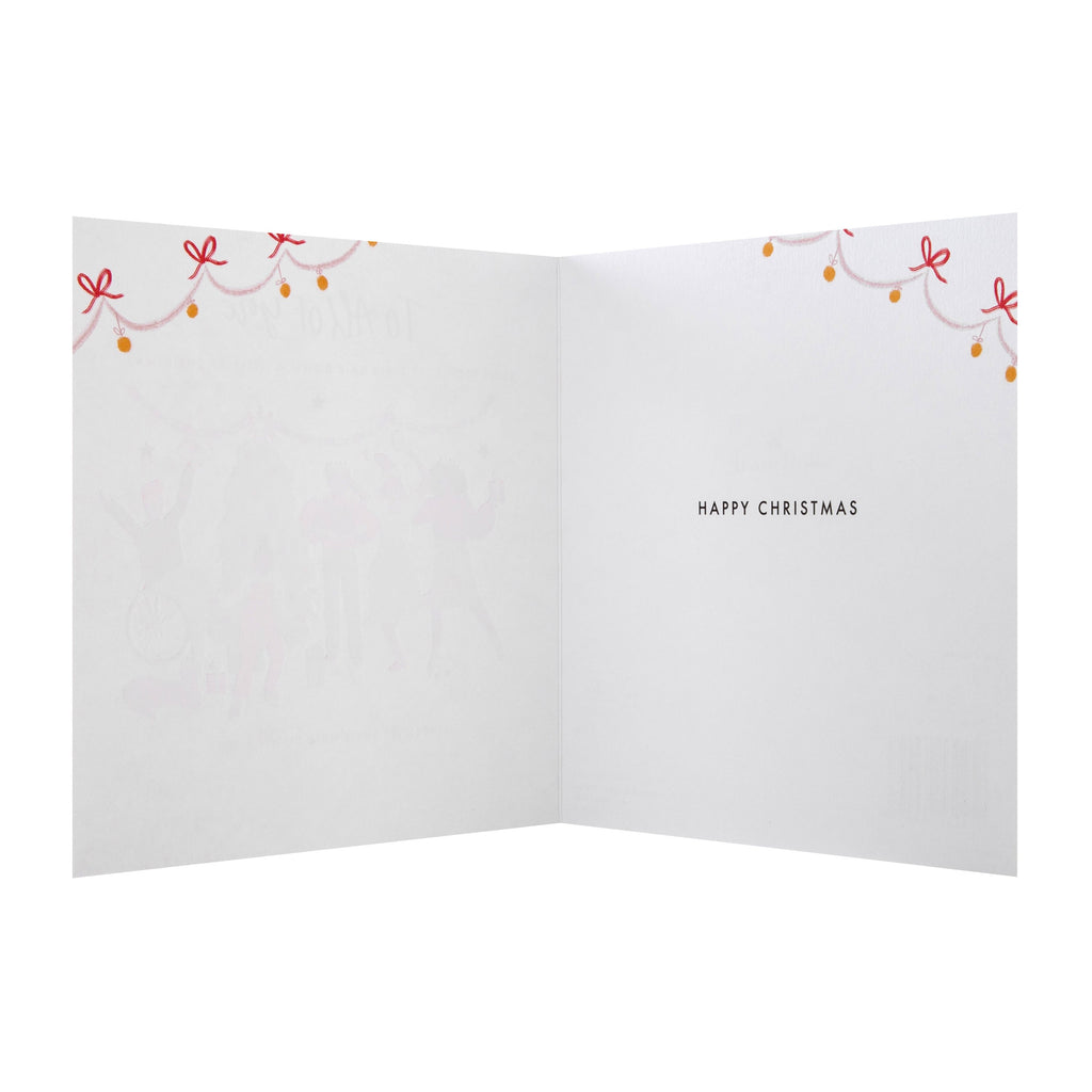 Christmas Card to All - Party Time Design on Textured Board with Gold Foil