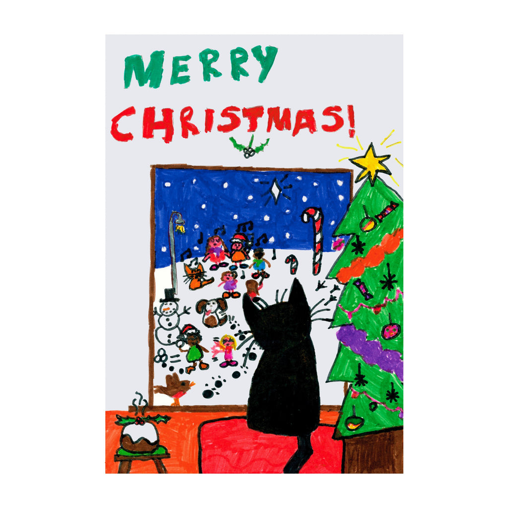 Charity Christmas Card - Illustrated Cat Design in association with Barnardo's