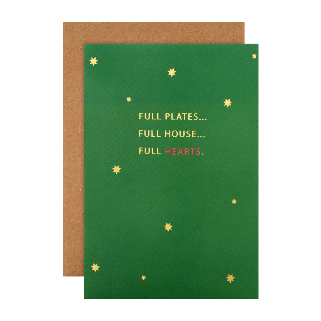 General Christmas Card - Contemporary Full Hearts Worded Design with Gold Foil