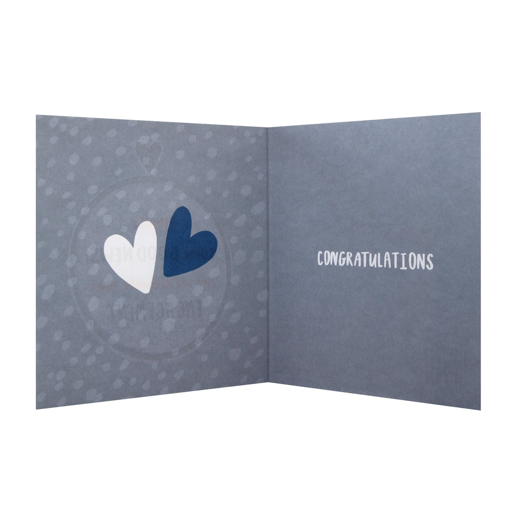 Engagement Congratulations Card - Contemporary Ring Design with Gold Foil
