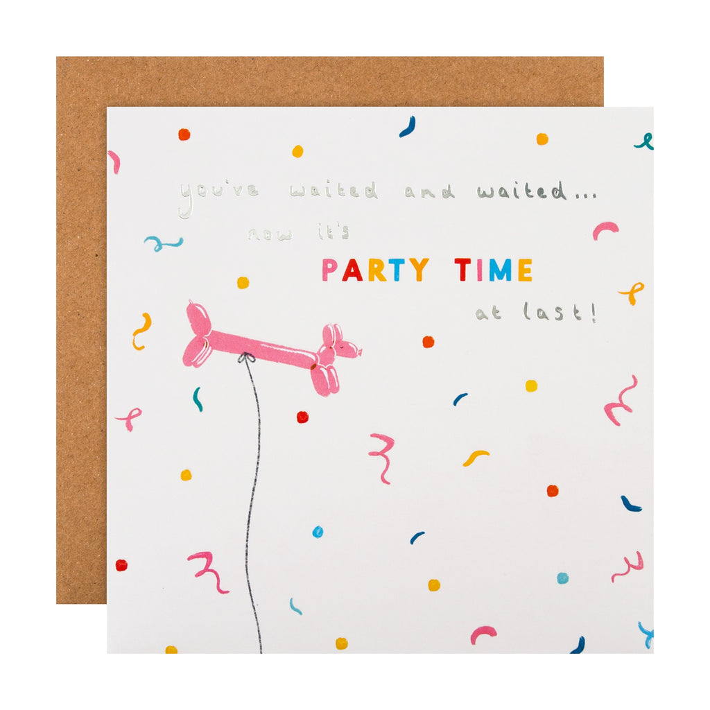 Belated Birthday Card - Funny Design with Silver Foil