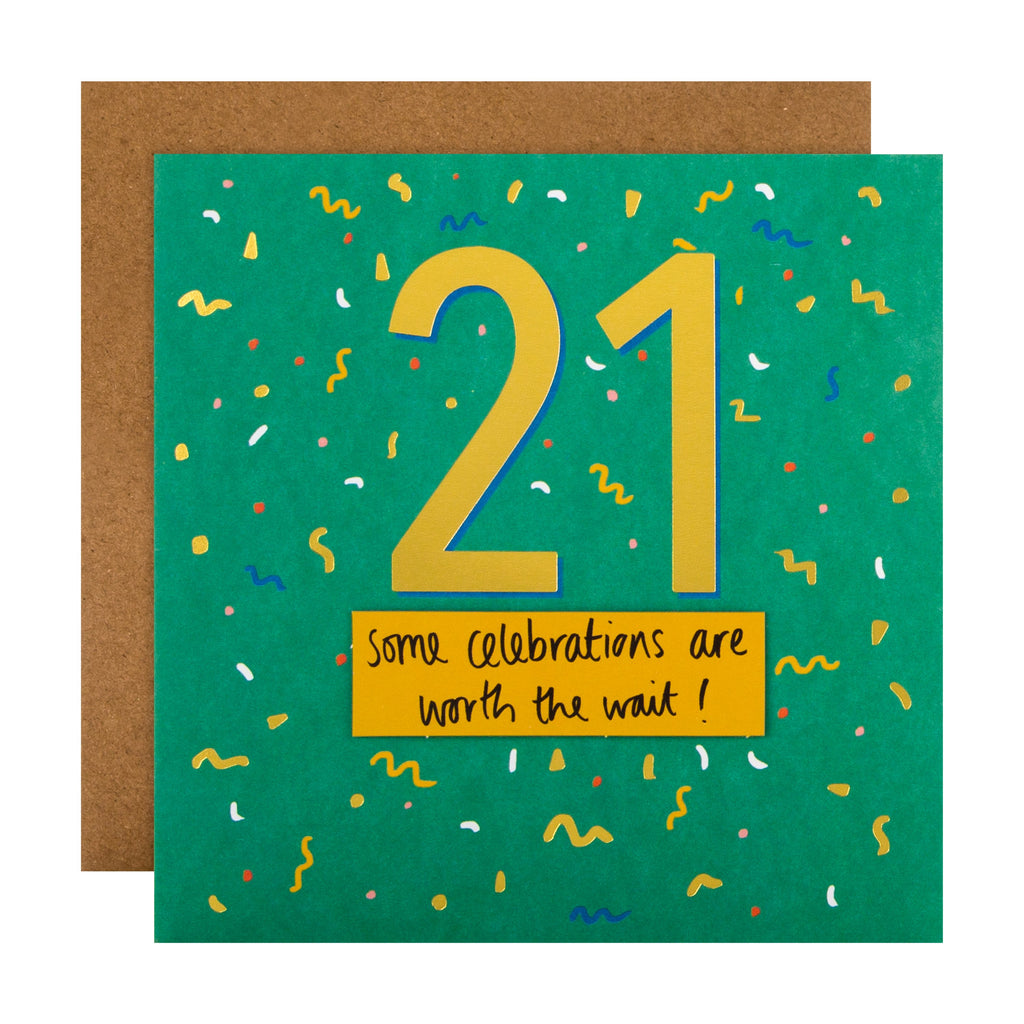21st Birthday Card - Contemporary Design with 3D add on and Gold Foil
