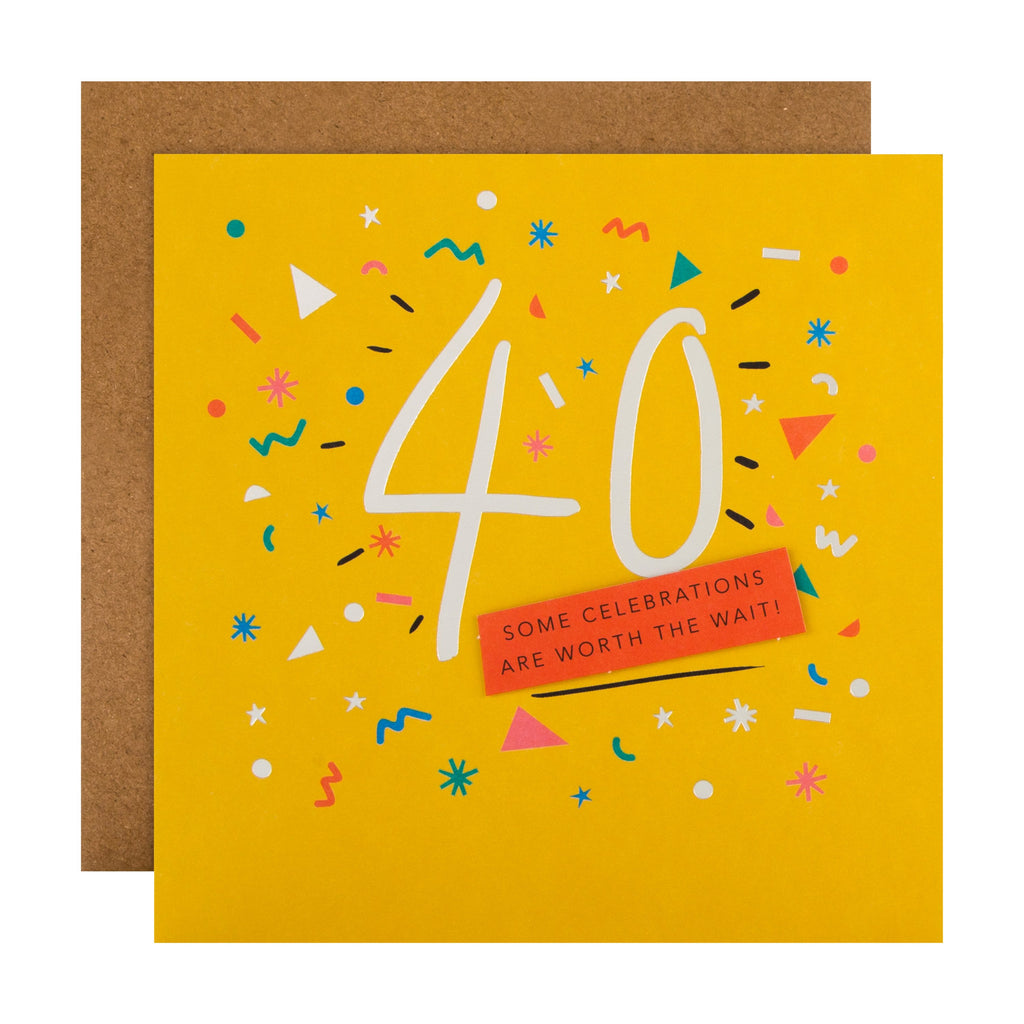 40th Birthday Card - Contemporary Design with 3D add on and Silver Foil