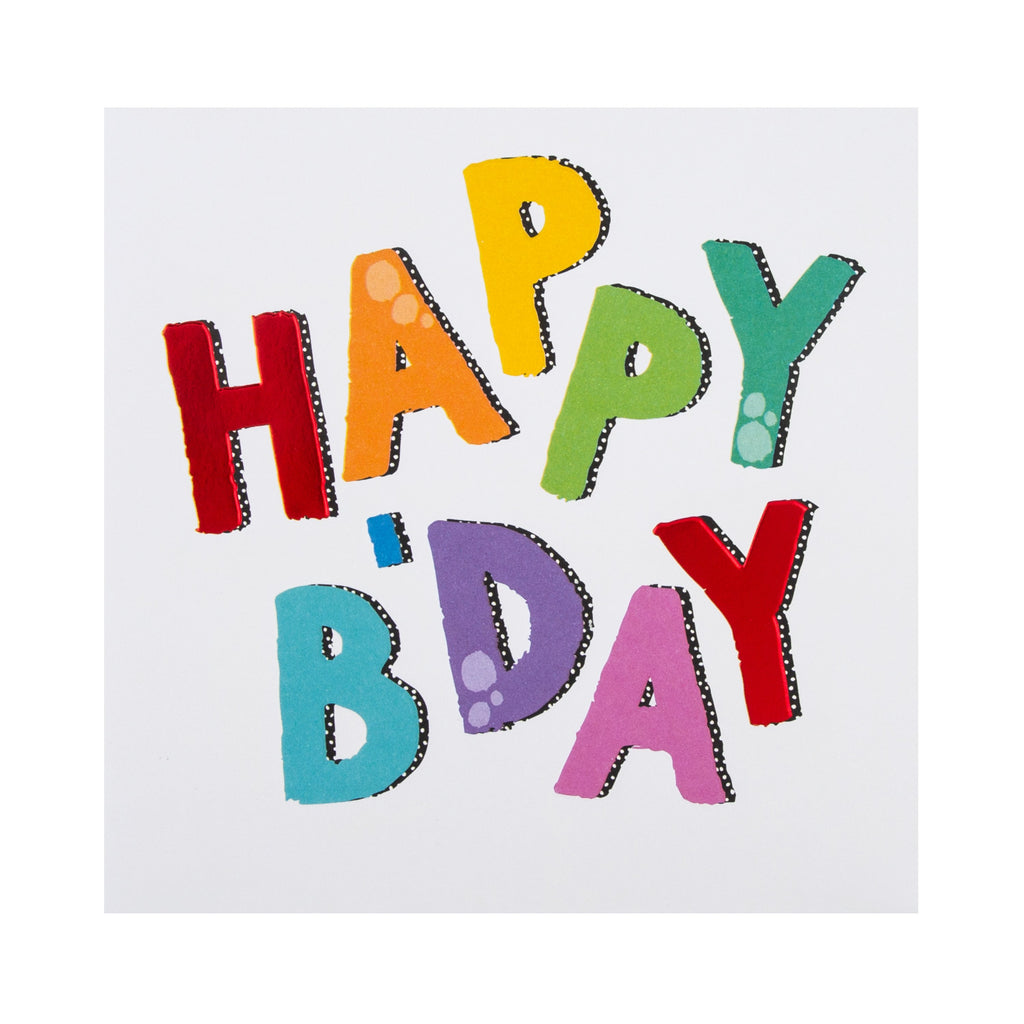 Birthday Card - Embossed Colourful Text Design