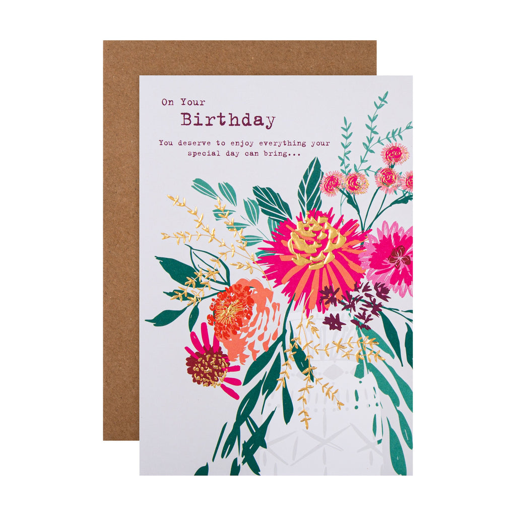 Birthday Card - Classic Illustrated Floral Design