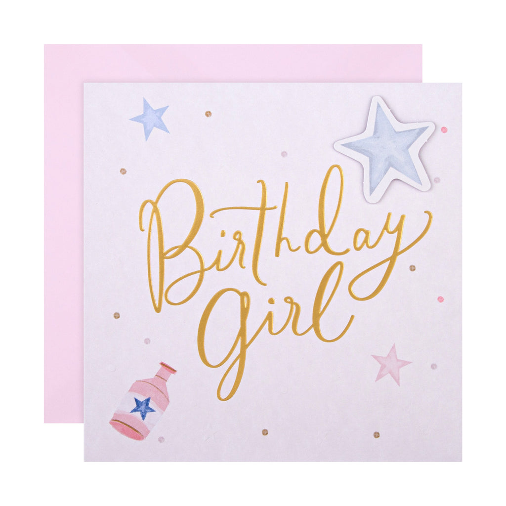 Birthday Girl Card - Contemporary Text Based Design