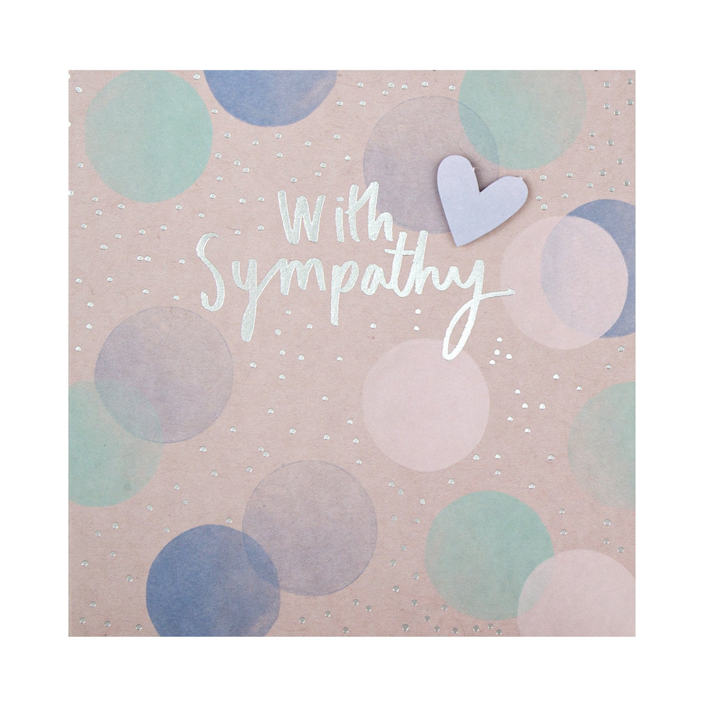 Sympathy Card - Contemporary Design with 3D Effect Heart Attachment