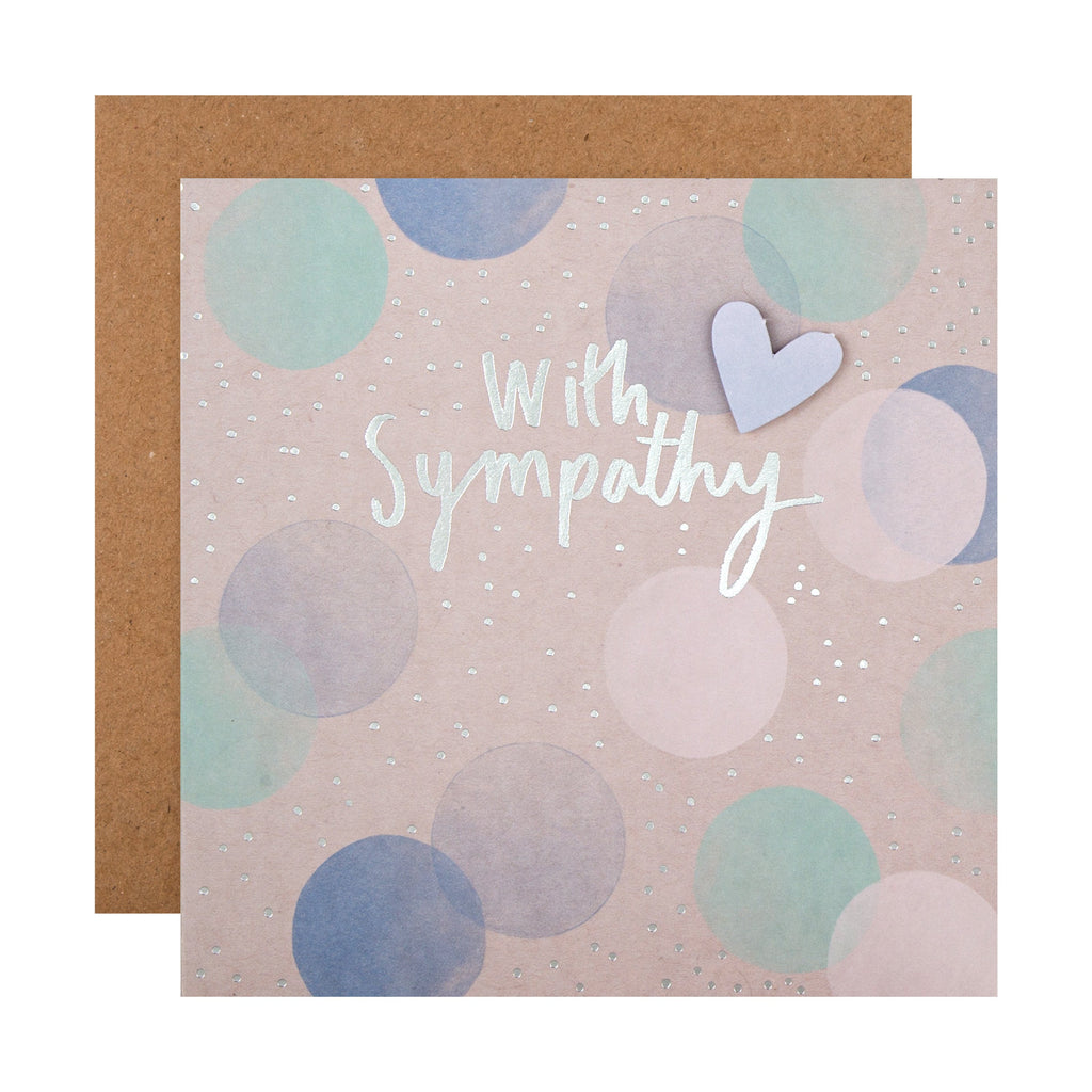 Sympathy Card - Contemporary Design with 3D Effect Heart Attachment