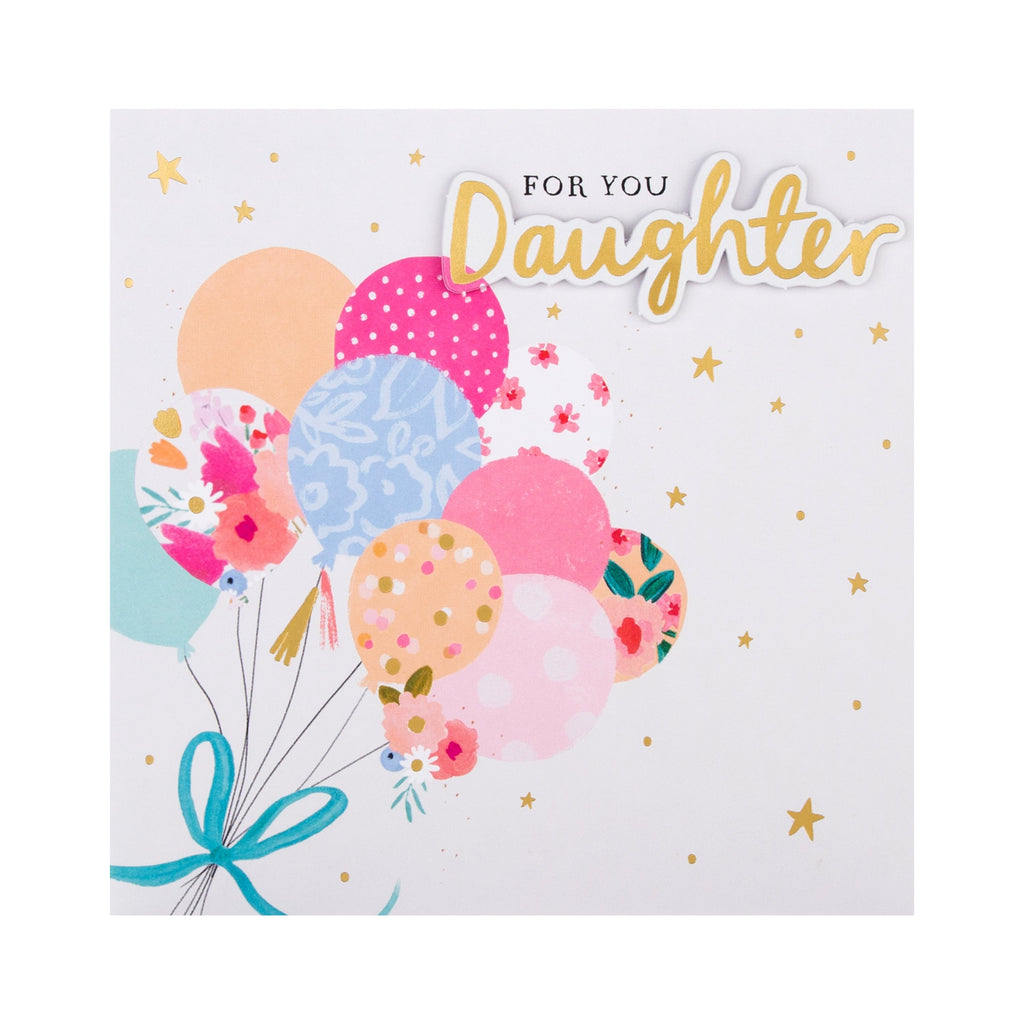 Birthday Card for Daughter - Contemporary Design with 3D add on and Gold Foil