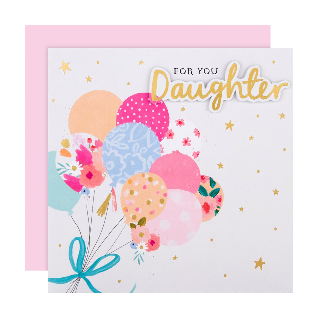 Birthday Card for Daughter - Contemporary Design with 3D add on and Gold Foil