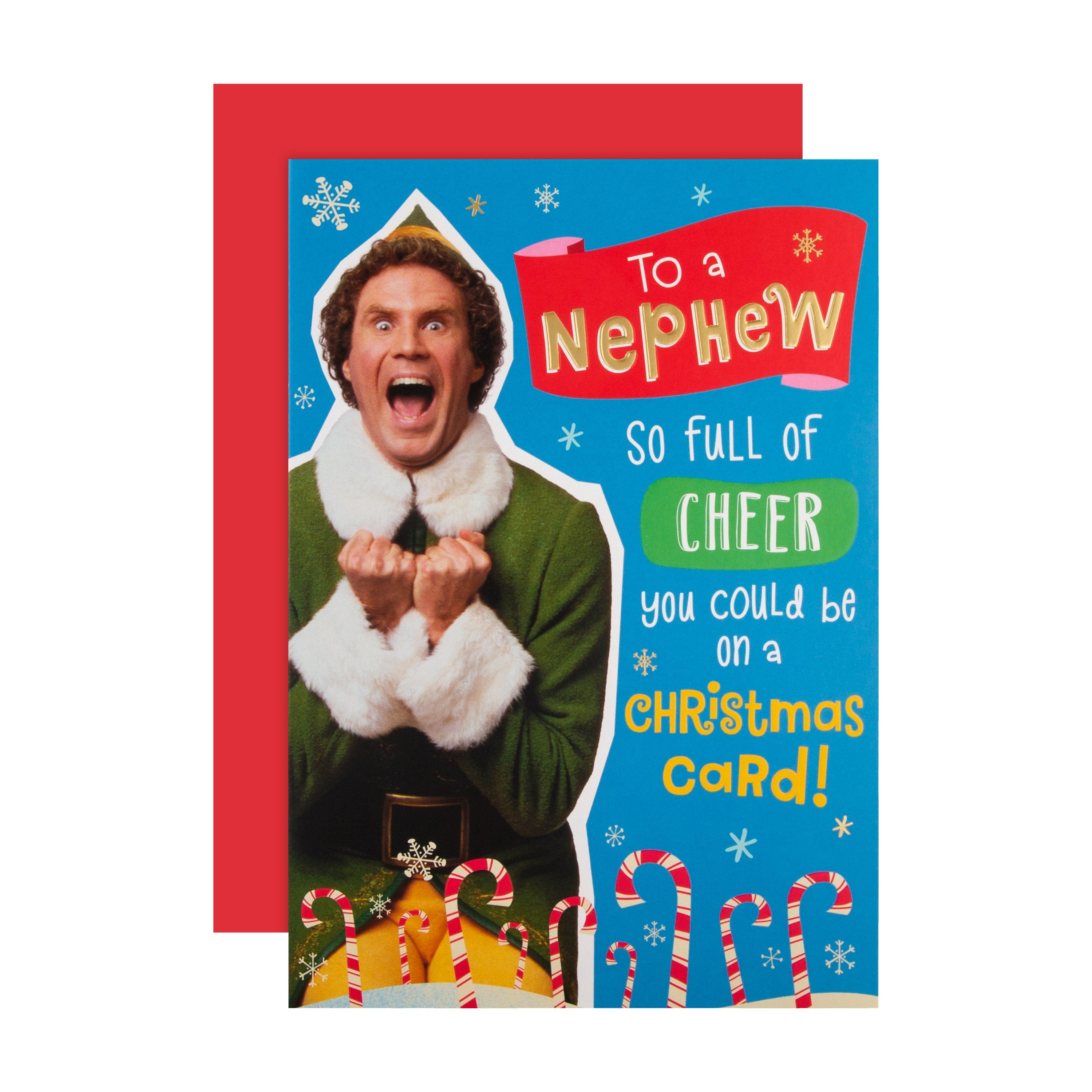 Christmas Card Nephew Fun Warner Bros Elf Design